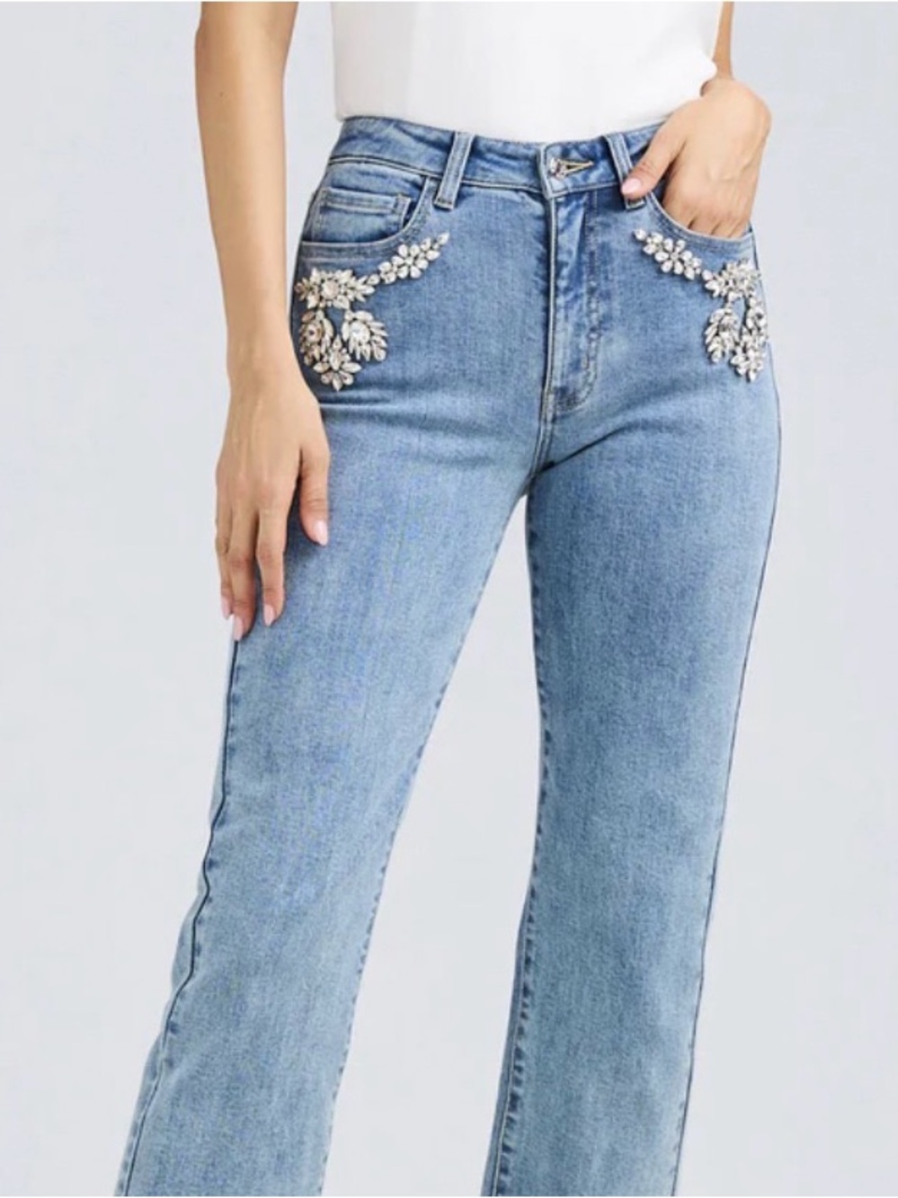 NWT Generation Love Carolyn Crystal denim pants size 26 MSRP $275 - Picture 2 of 12
